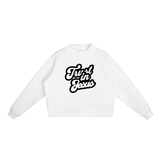 Essential Fleece Mock-Neck Crew Sweatshirt
